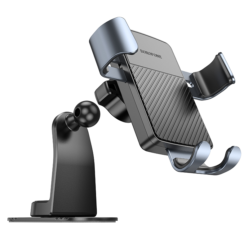 Автомобильный держатель BOROFONE BH119 Refined, зажимной, на приборную панель, черный+серый металлик фото