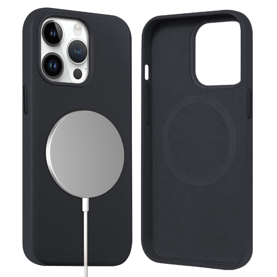 Чехол Leather Case MagSafe для iPhone 14 Plus 6.7", темно-серый (4) фото