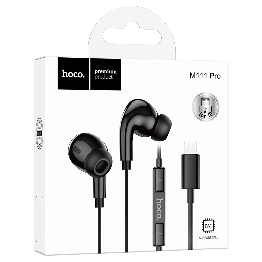 Проводные наушники HOCO M111 Pro Primero, Lightning, 1.2 м, черный фото