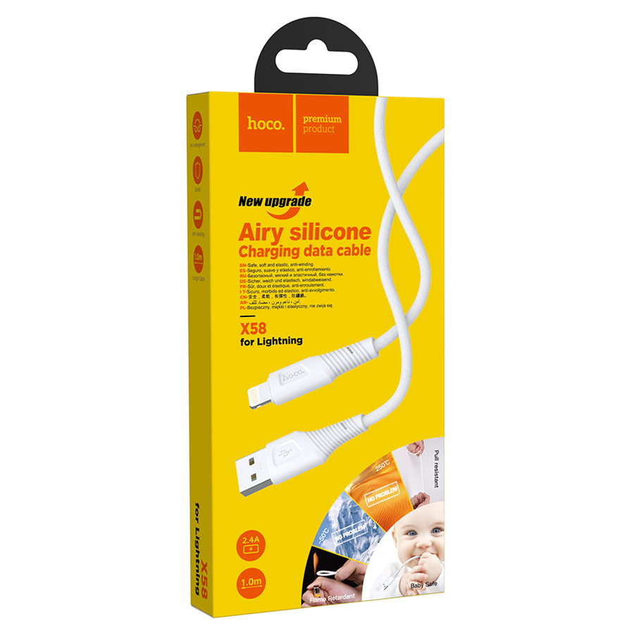 Кабель USB HOCO X58 Airy USB - Lightning, 2.4А, 1 м, белый фото
