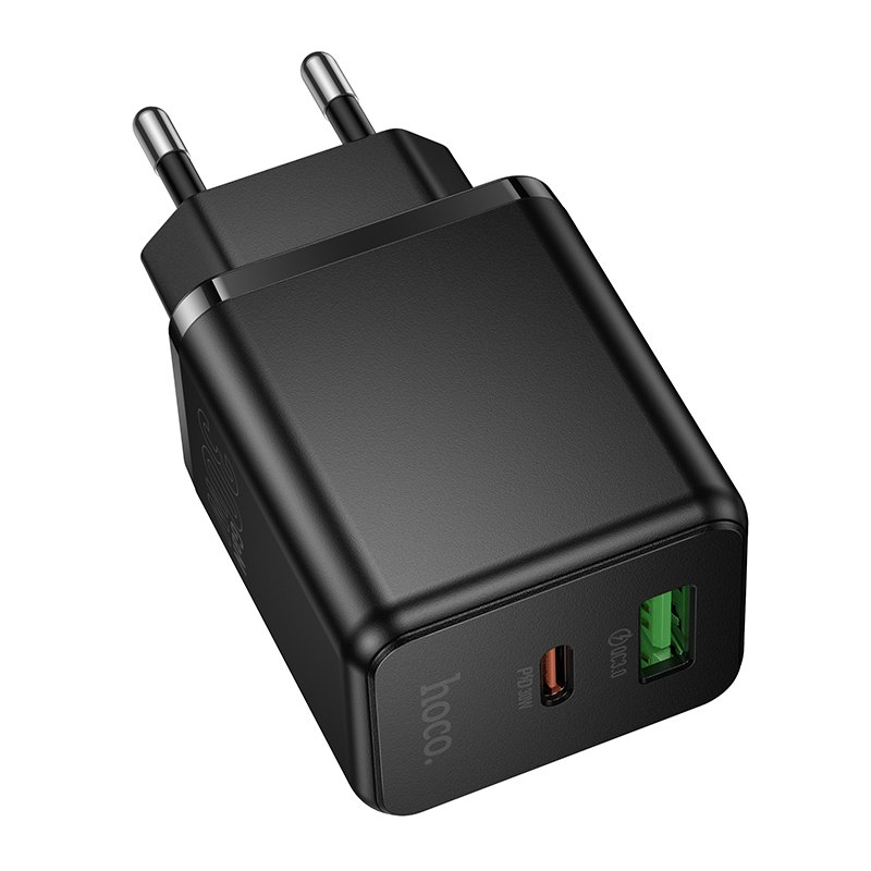 Сетевое зарядное устройство HOCO C157A Smart 1xUSB + 1xUSB-C, 3A, 30W, черный фото