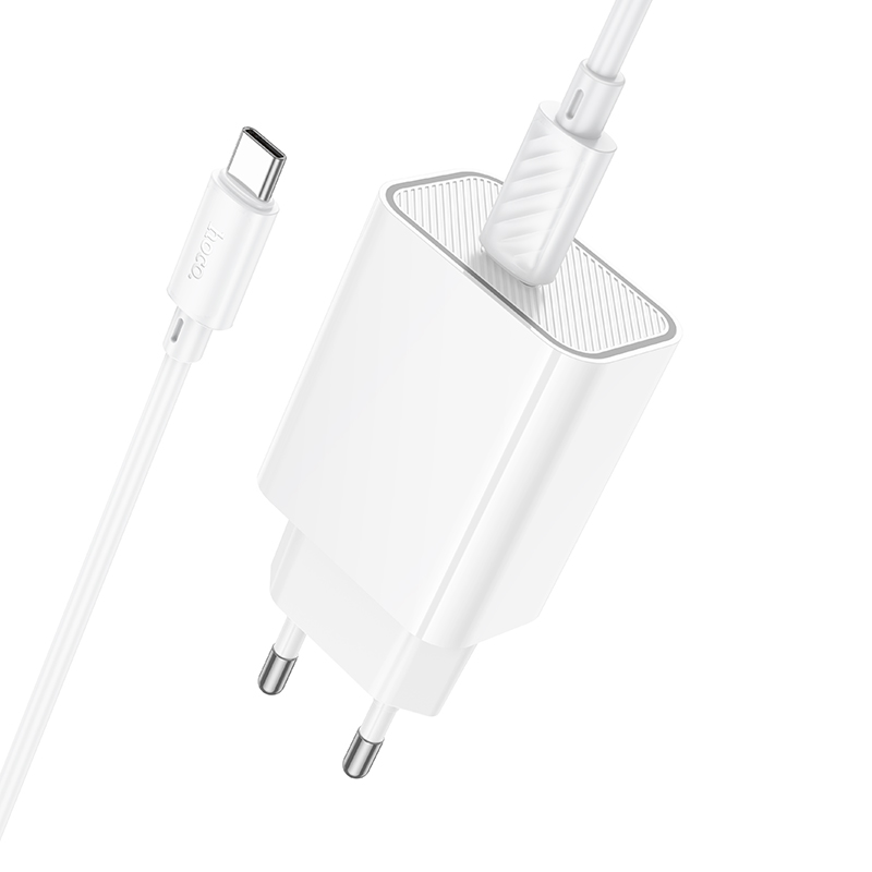 Сетевое зарядное устройство HOCO C143A Benefit 1xUSB-C с Кабелем Type-C - Type-C, 20W, белый фото