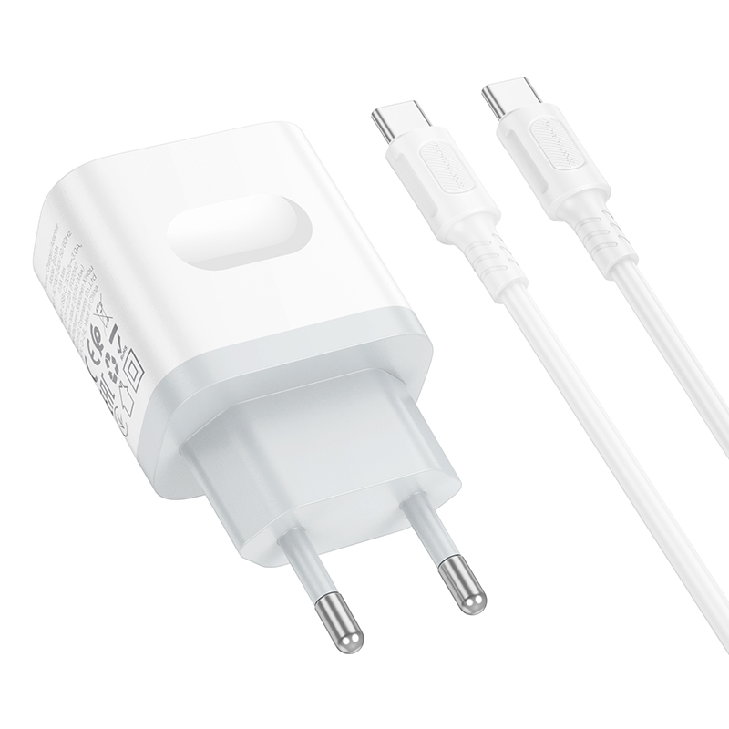 Сетевое зарядное устройство BOROFONE BA99A Breeze 1xUSB-C с Кабелем Type-C - Type-C, 20W, белый фото