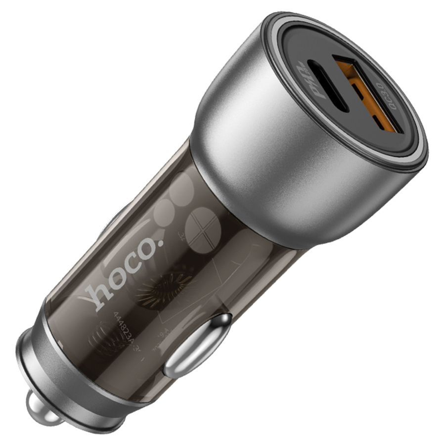 Автомобильное зарядное устройство HOCO NZ8 Sprinter, 1xUSB + 1xUSB-C, 43W, коричневый фото