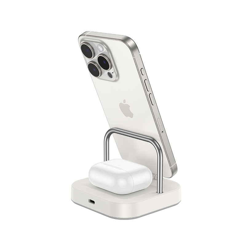 Настольная зарядная станция HOCO CQ16B Astute для iPhone, 3A, белый фото