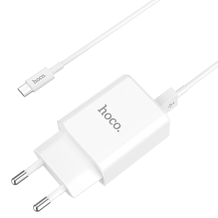 Сетевое зарядное устройство HOCO C62A Victoria 2xUSB с Кабелем USB - Micro, 2.1A, 10W, белый фото
