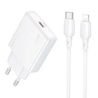 Сетевое зарядное устройство BOROFONE BN23 Wish 1xUSB-C с Кабелем Type-C - Lightning, 20W, белый фото