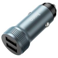 Автомобильное зарядное устройство HOCO Z49 Level, 2xUSB, 2.4A, серый металлик фото