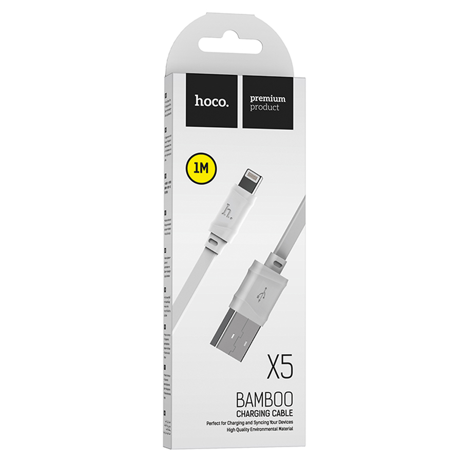 Кабель USB HOCO X5 Bambo USB - Lightning, 2.4А, 1 м, белый фото