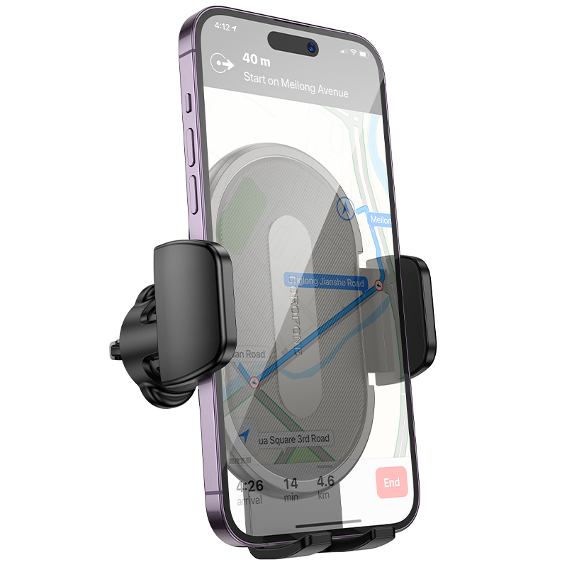 Автомобильный держатель BOROFONE BH133 Rio, зажимной, на воздуховод, черный фото