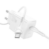 Сетевое зарядное устройство HOCO N68 Nuevo 1xUSB-C с Кабелем Type-C - Type-C, 20W, белый фото