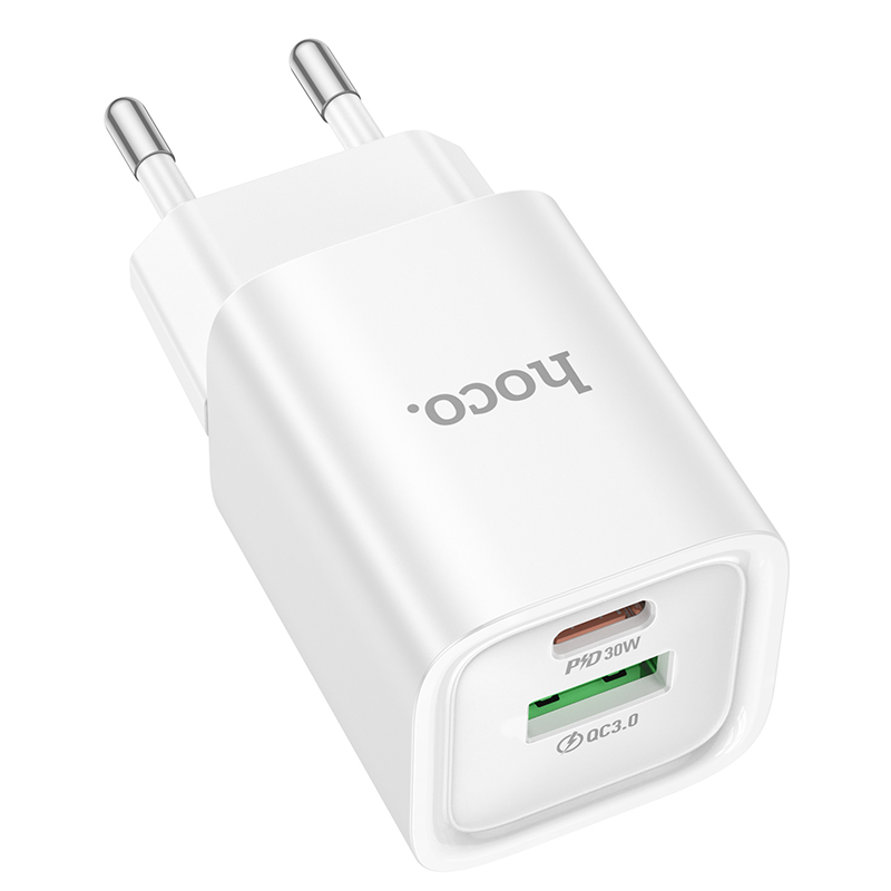 Сетевое зарядное устройство HOCO C149A Charm 1xUSB + 1xUSB-C, 3A, 30W, белый фото