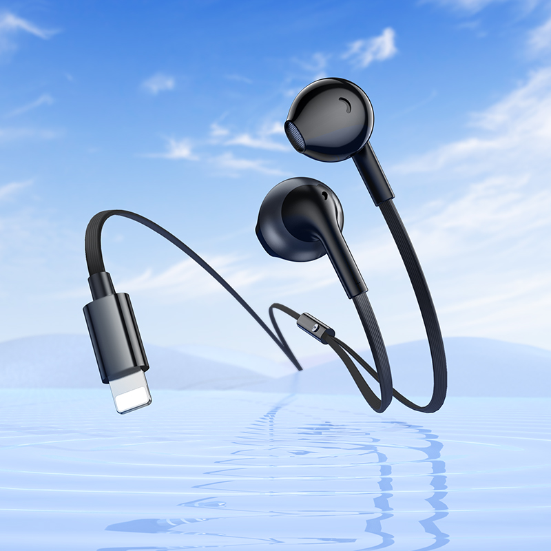 Проводные наушники HOCO M115 Sagacious, Lightning, 1.2 м, черный фото