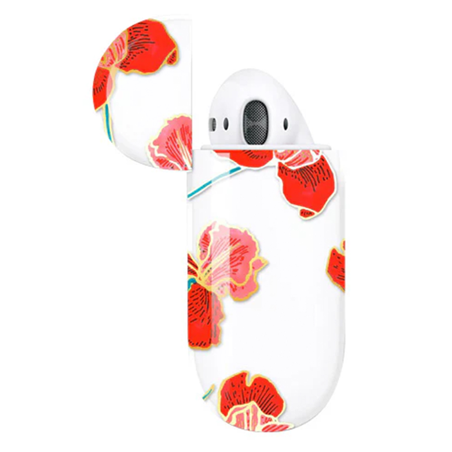 Чехол пластиковый Kingxbar со шнурком для Airpods 2, прозрачный, розы (19) фото