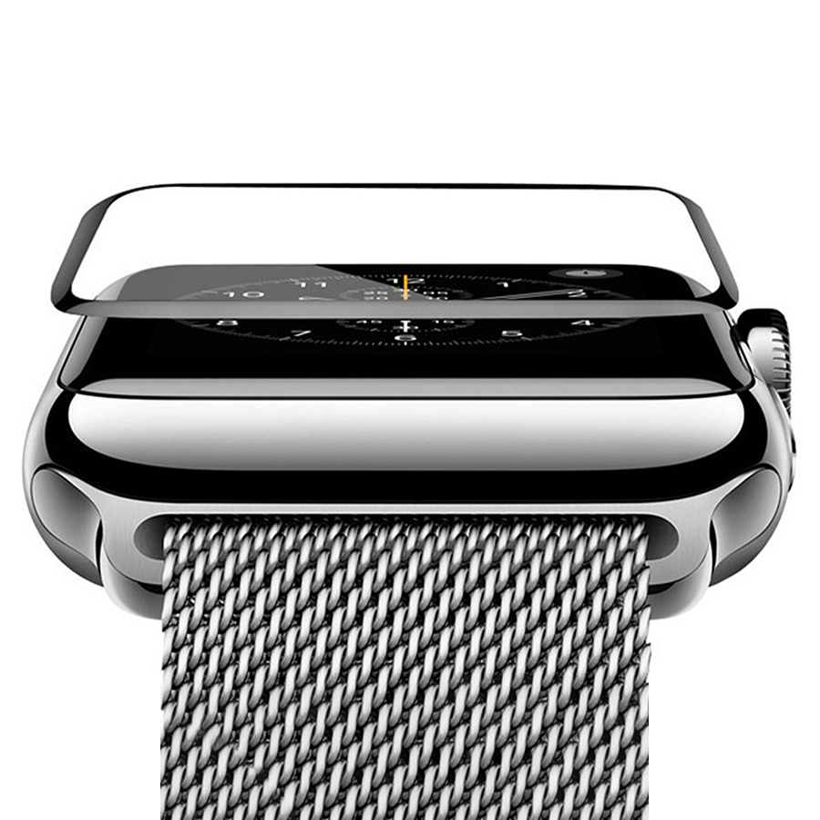 Защитное стекло COTEetCI 4D для Apple Watch 3, Full Glue 3D, 42mm, прозрачный+черная рамка фото