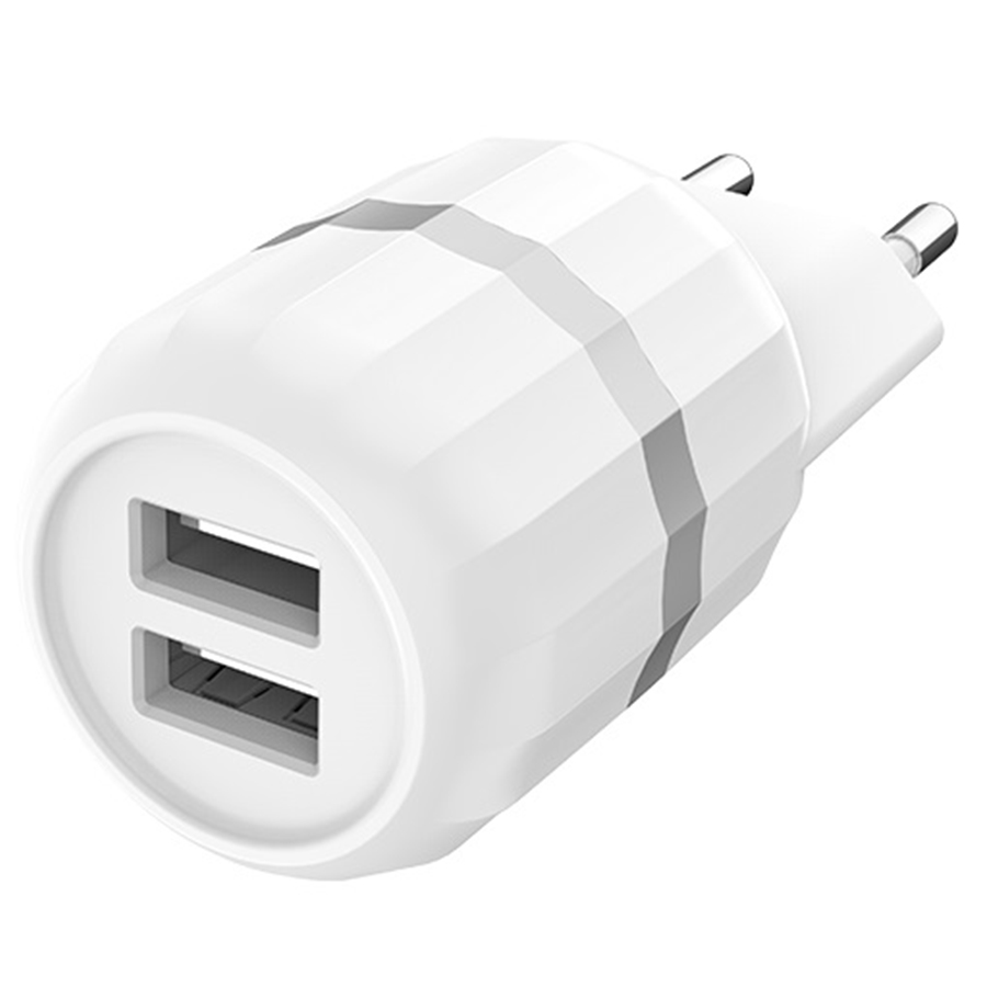 Сетевое зарядное устройство HOCO C41A Wisdom 2xUSB с Кабелем USB - Micro, 2.4A, 10.8W, белый фото