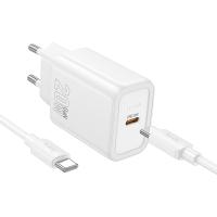 Сетевое зарядное устройство HOCO N60 Gentle 1xUSB-C с Кабелем Type-C - Type-C, 20W, белый фото