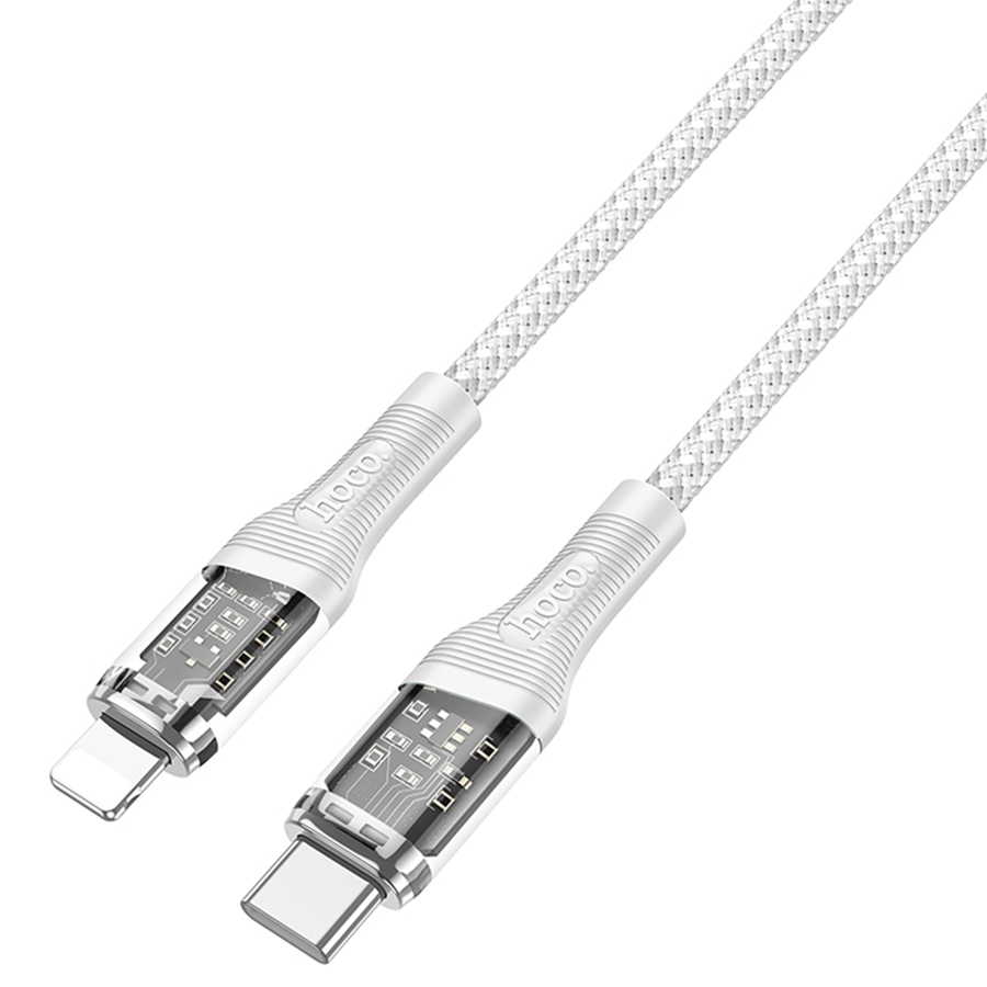 Кабель USB-C HOCO U111 Transparent Type-C - Lightning, 20W, 1.2 м, серый фото