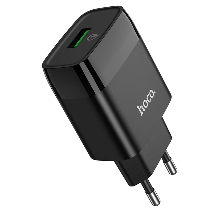 Сетевое зарядное устройство HOCO C72Q Glorious 1xUSB, 3.0A, 18W, черный фото