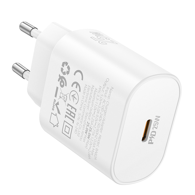 Сетевое зарядное устройство BOROFONE BA82A Platinum 1xUSB-C, 25W, белый фото