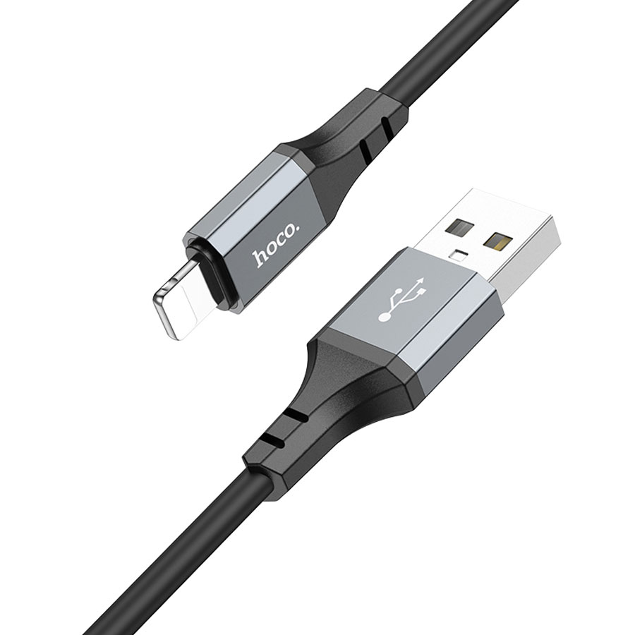 Кабель USB HOCO X86 Spear silicone USB - Lightning, 2.4А, 1 м, черный фото