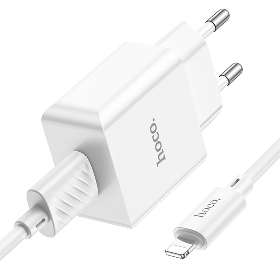 Сетевое зарядное устройство HOCO C106A 1xUSB с Кабелем USB - Lightning, 2.1A, 10.5W, белый фото