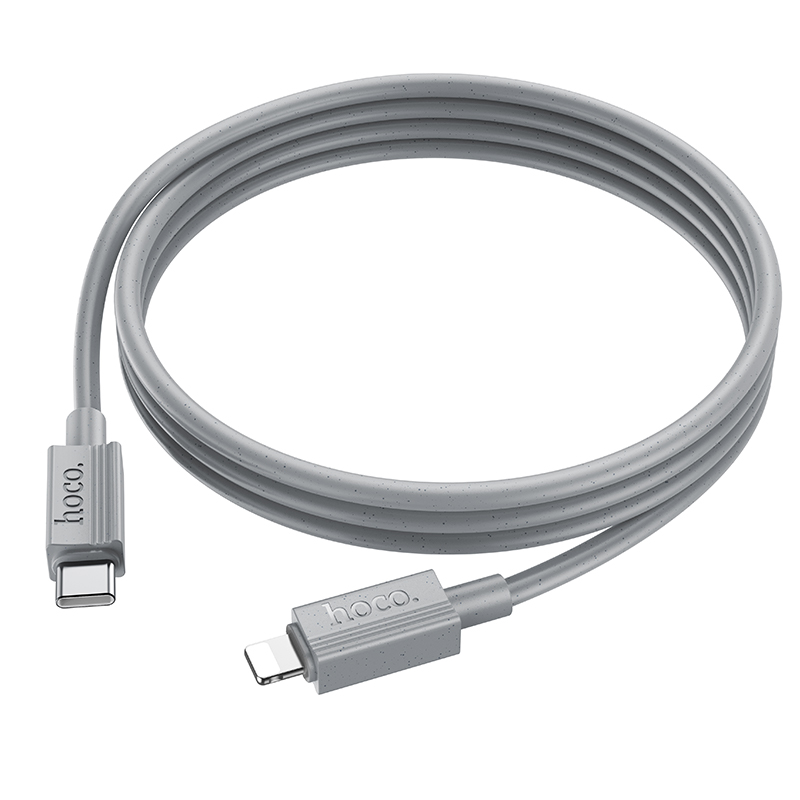 Кабель USB-C HOCO X107 Favor Type-C - Lightning, 27W, 1 м, серый фото