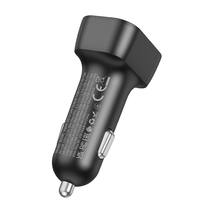 Автомобильное зарядное устройство BOROFONE BZ28C Trophie, 1xUSB + 2xUSB-C, 3A, 60W, черный фото