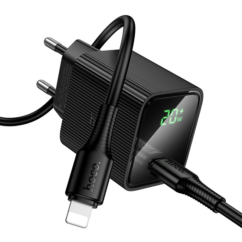 Сетевое зарядное устройство HOCO CS82A Excellent 1xUSB-C с Кабелем Type-C - Lightning, 20W, черный фото