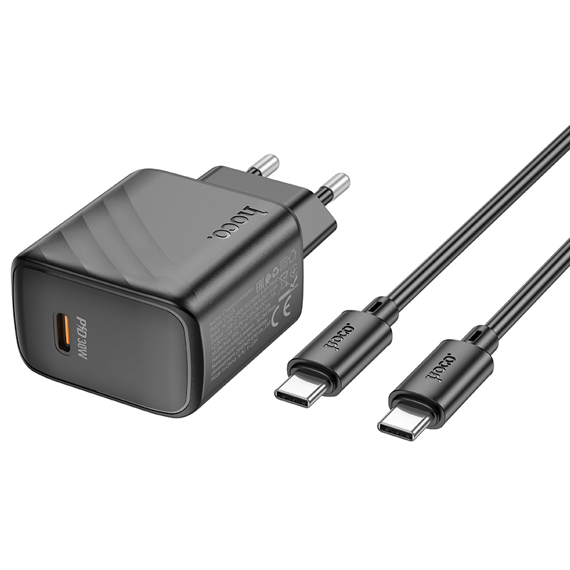 Сетевое зарядное устройство HOCO CS22A Value 1xUSB-C с Кабелем Type-C - Type-C, 30W, черный фото