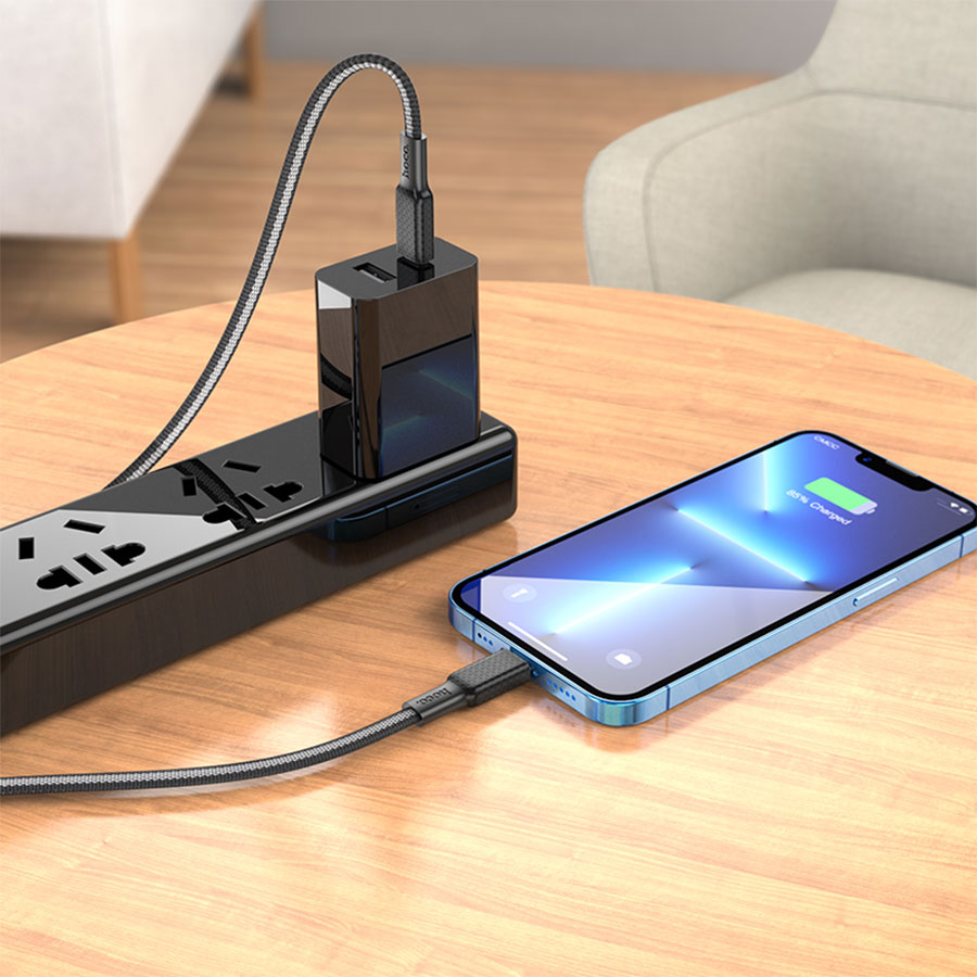 Кабель USB-C HOCO X69 Jaeger Type-C - Lightning, 20W, 1 м, черный+белый оптом недорого с доставкой Кабель USB-C HOCO X69 Jaeger Type-C - Lightning, 20W, 1 м, черный+белый фото