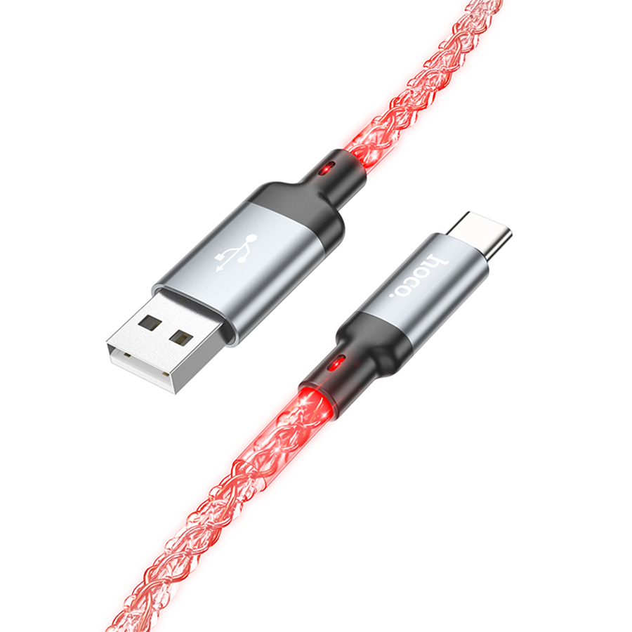 Кабель USB HOCO U112 Shine USB - Type-C, 3A, 1 м, серый фото