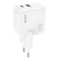 Сетевое зарядное устройство HOCO C111A Lucky 1xUSB + 1xUSB-C, 3A, 30W, белый фото