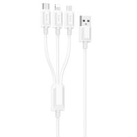 Кабель USB HOCO X74 3 в 1 USB - Type-C + Lightning + MicroUSB, 2А, 1 м, белый фото