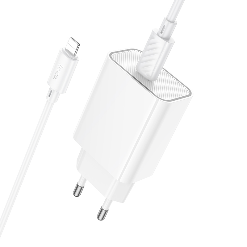 Сетевое зарядное устройство HOCO C143A Benefit 1xUSB-C с Кабелем Type-C - Lightning, 20W, белый фото