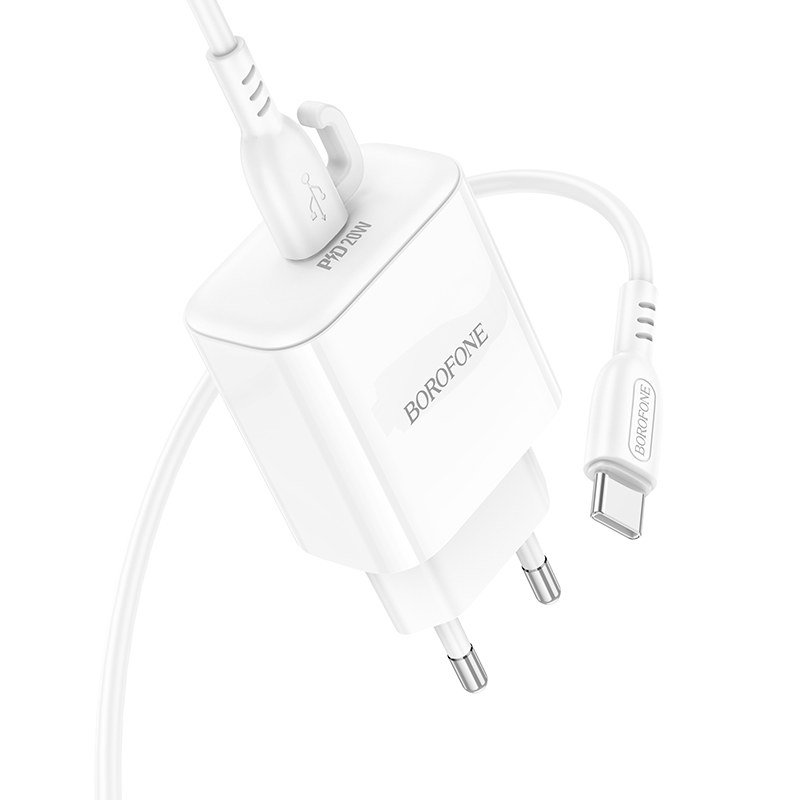 Сетевое зарядное устройство BOROFONE BA81A Single 1xUSB-C с Кабелем Type-C - Type-C, 20W, белый фото
