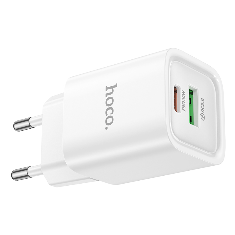 Сетевое зарядное устройство HOCO C149A Charm 1xUSB + 1xUSB-C, 3A, 30W, белый фото