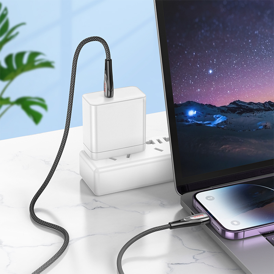 Кабель USB-C HOCO U133 Monte Type-C - Lightning, 27W, 1.2 м, черный фото