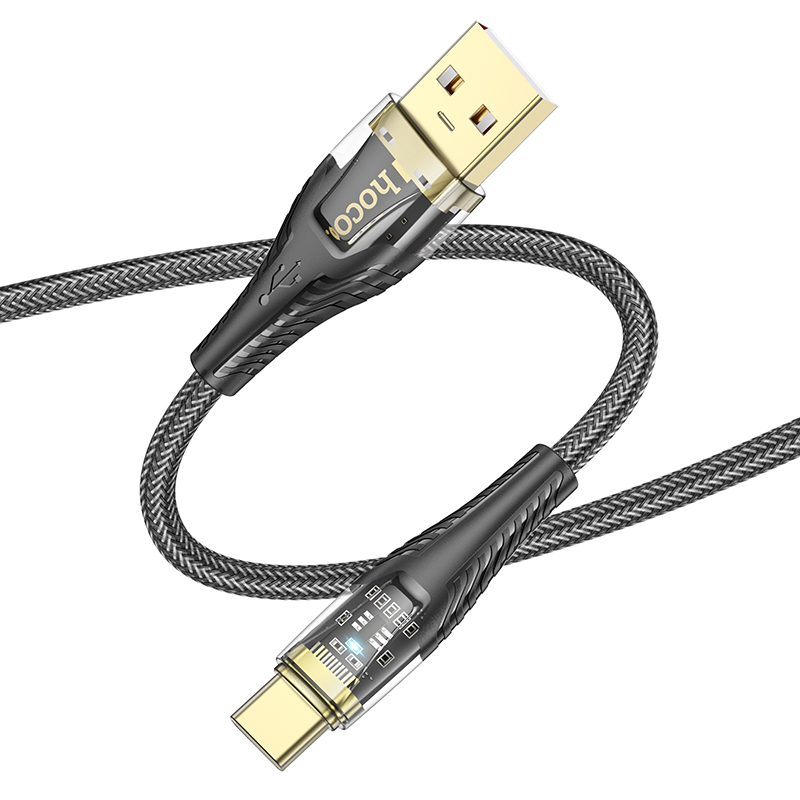 Кабель USB HOCO U121 Gold USB - Type-C, 3A, 1.2 м, черный фото