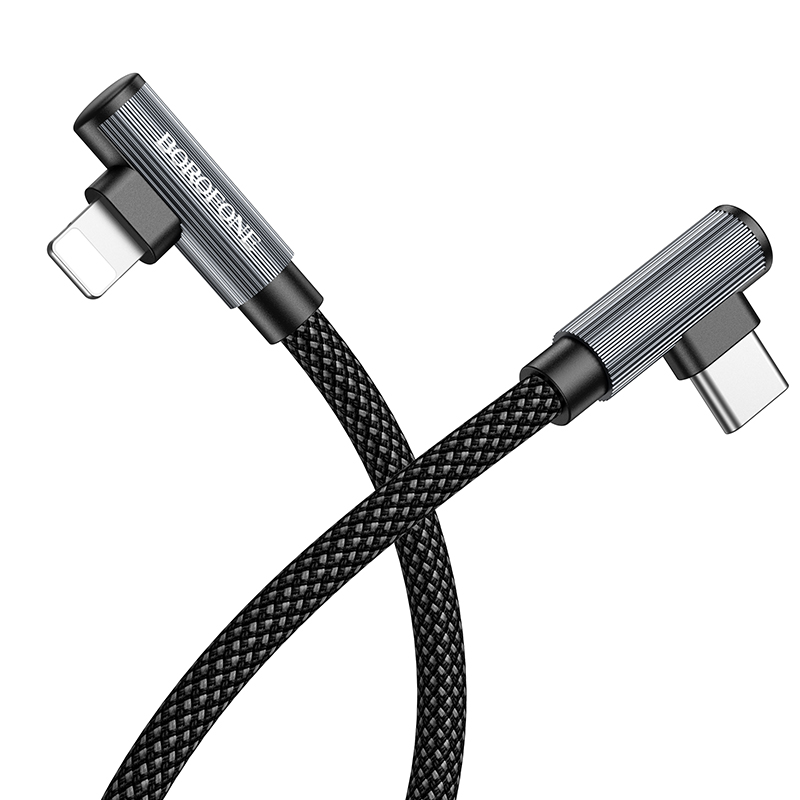 Кабель USB-C BOROFONE BU50 elbow Type-C - Lightning, 27W, 1 м, черный фото