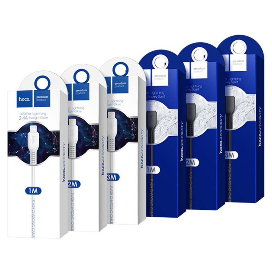Кабель USB HOCO X20 Flash USB - Lightning, 2.4А, 1 м, черный фото