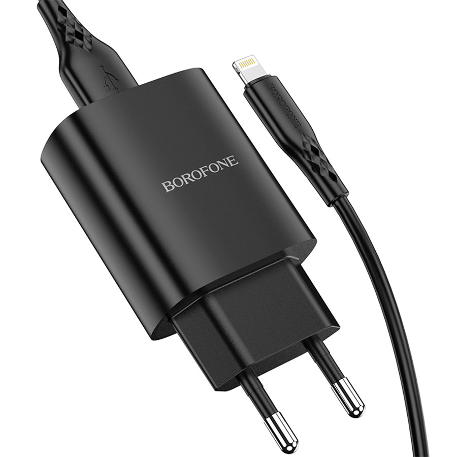 Сетевое зарядное устройство BOROFONE BN1 Innovative 1xUSB с Кабелем USB - Lightning, 2.1A, черный фото