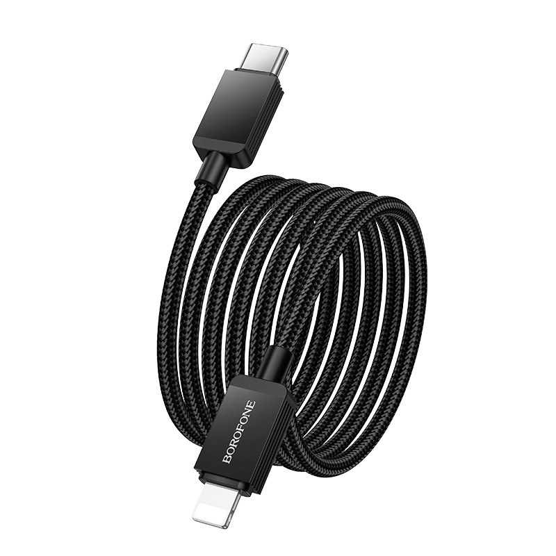 Кабель USB-C BOROFONE BX120 Placer Type-C - Lightning, 27W, 1 м, черный фото