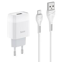 Сетевое зарядное устройство HOCO C72A Glorius single 1xUSB с Кабелем USB - Micro, 2.1A, 10W, белый фото