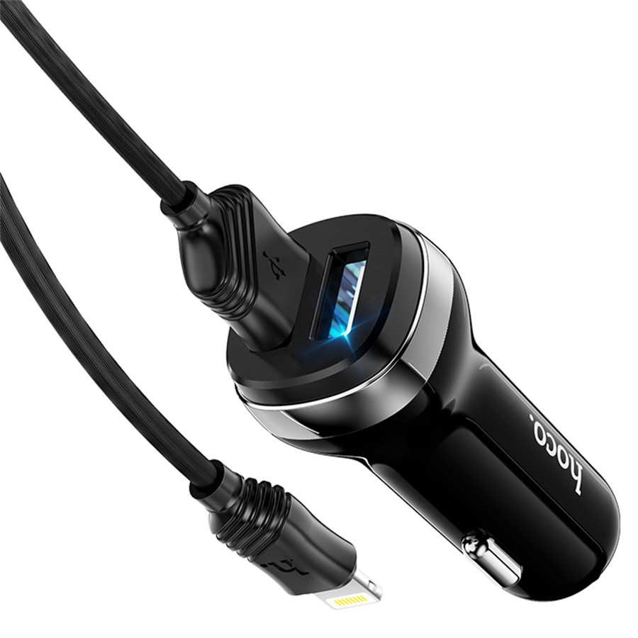 Автомобильное зарядное устройство HOCO Z40 Superior, 2xUSB с Кабелем USB - Lightning, 2.4A, черный фото