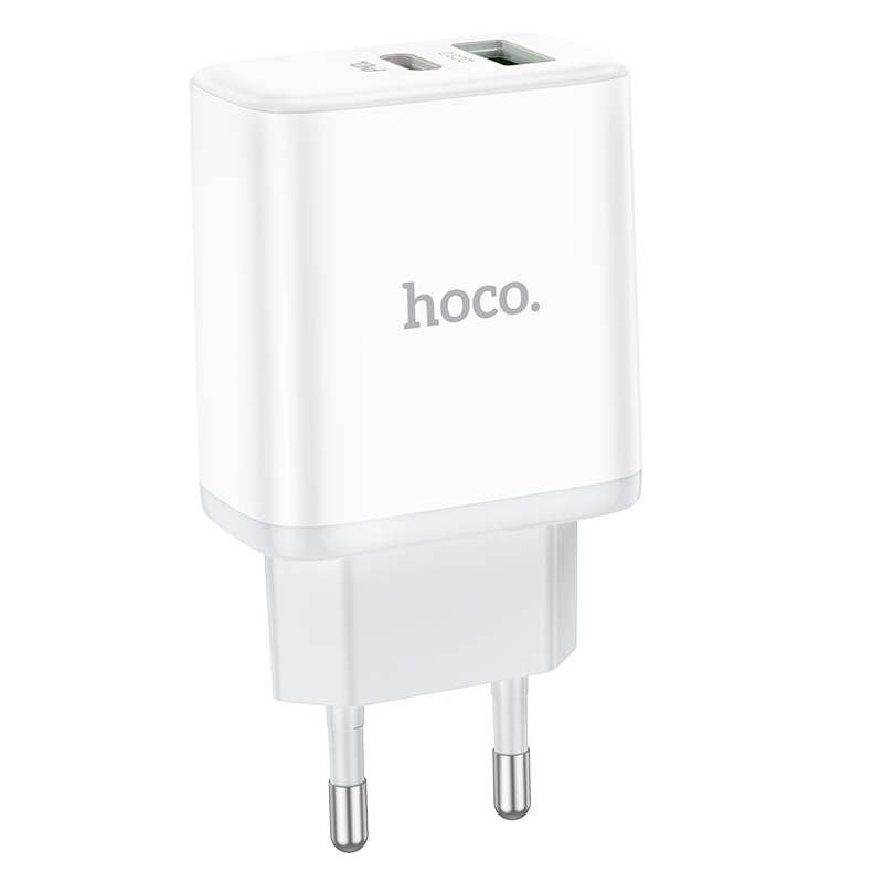 Сетевое зарядное устройство HOCO C105A Stage 1xUSB + 1xUSB-C, 3A, 20W, белый фото