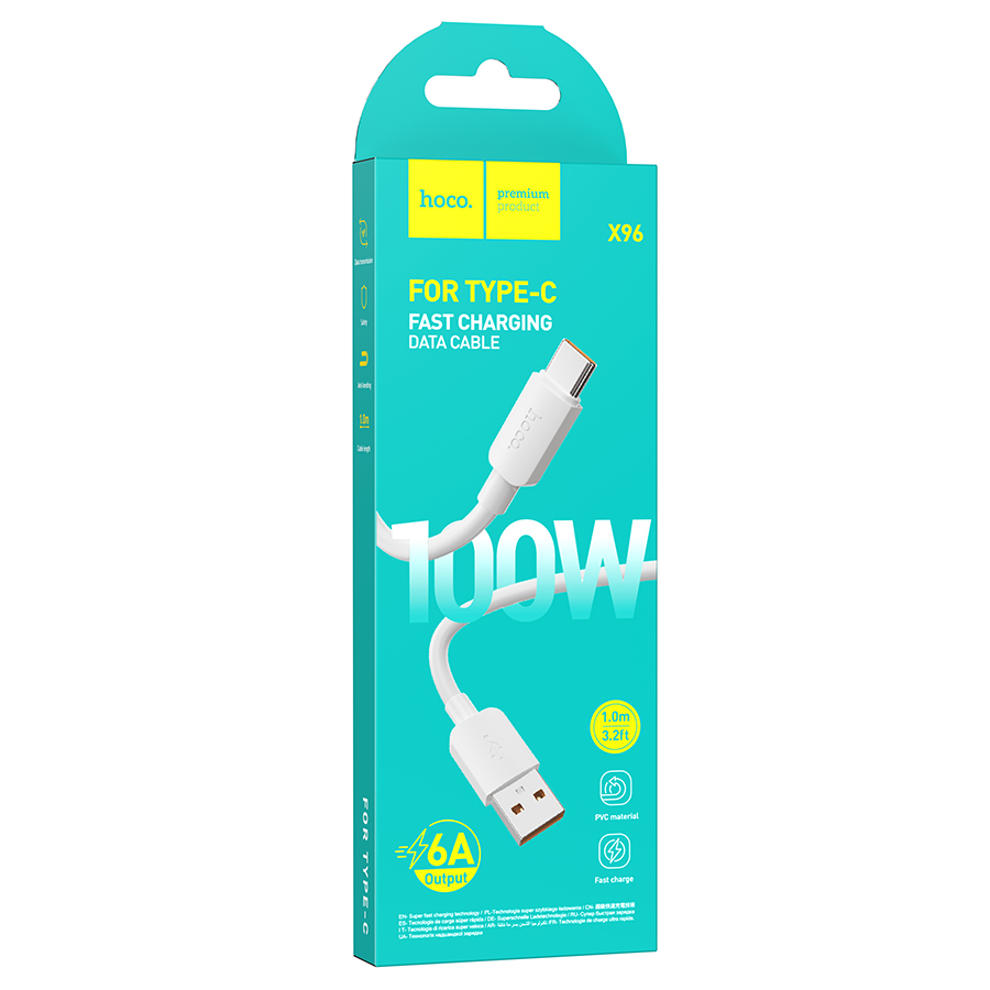Кабель USB HOCO X96 Hyper USB - Type-C, 6A, 100W, 1 м, белый фото