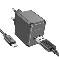 Сетевое зарядное устройство HOCO CS11A Ocean 1xUSB с Кабелем USB - Type-C, 2.1A, черный фото
