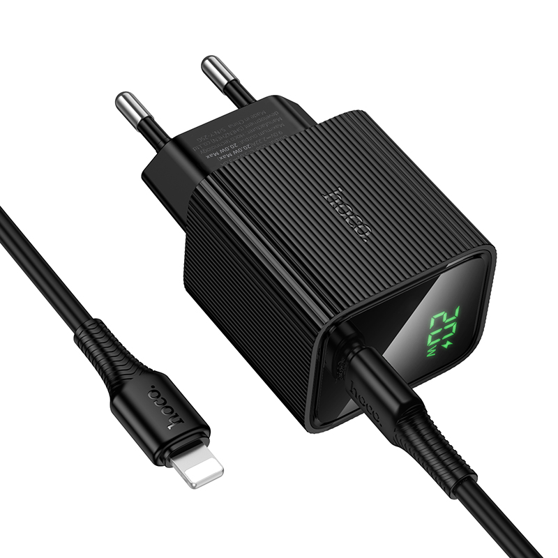 Сетевое зарядное устройство HOCO CS82A Excellent 1xUSB-C с Кабелем Type-C - Lightning, 20W, черный фото