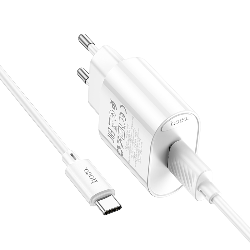 Сетевое зарядное устройство HOCO C109A Fighter 1xUSB с Кабелем USB - Type-C, 2.1A, 10.5W, белый фото